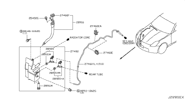 2006 Nissan 350Z Hose-Washer Diagram for 28935CD000