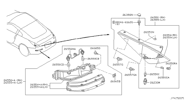 2005 Nissan 350Z Lamp Assembly-Rear Combination, RH Diagram for 26550CF40A