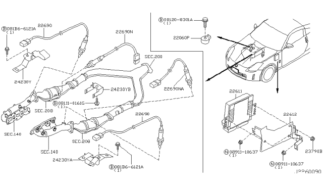 2007 Nissan 350Z  Heated Oxygen Sensor Diagram for 226A0ET000