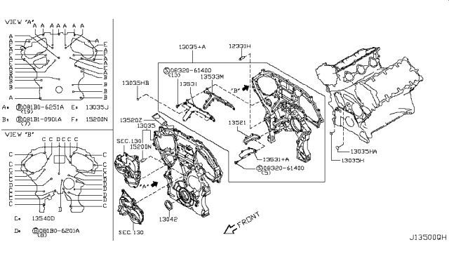 2008 Nissan 350Z  Gasket Oil Gallery Diagram for 13533JK20A