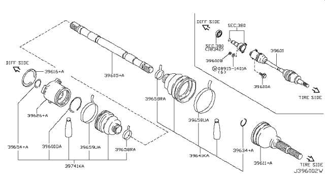 2007 Nissan 350Z  Shaft-Rear Drive, L Diagram for 397050V750