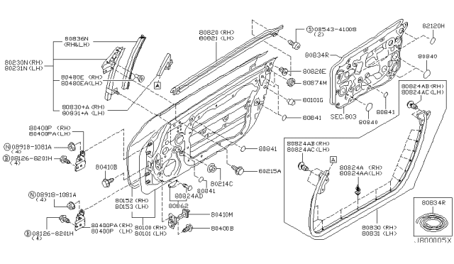 2008 Nissan 350Z  Door Front LH Diagram for H010ACD7MA