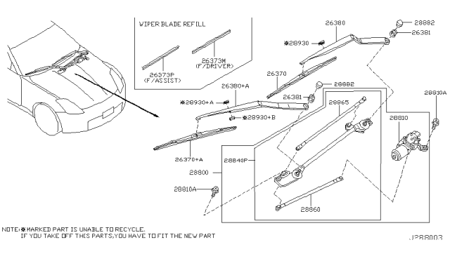 2007 Nissan 350Z  Screw Diagram for 28899AD000