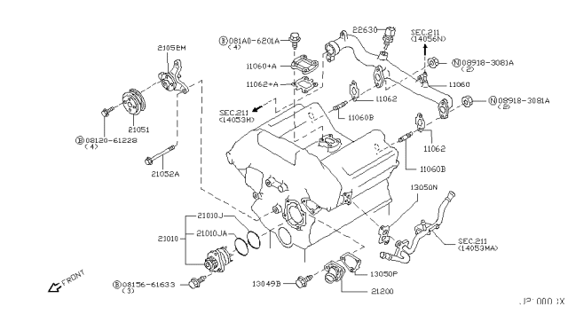 2005 Nissan 350Z  Bracket-Fan PULLY Diagram for 210464P100
