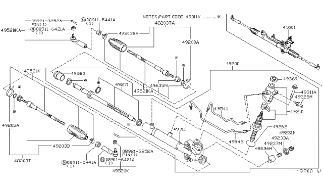2003 Nissan 350Z  Rack Assy-Power Steering Diagram for 49271AM600
