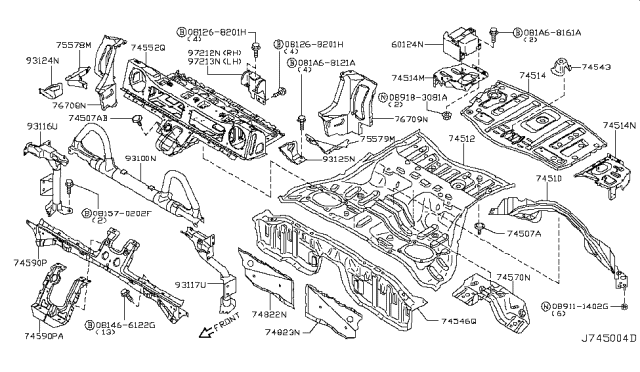 2005 Nissan 350Z  Connector-Rear Wheelhouse Inner, LH Diagram for 76709CE400