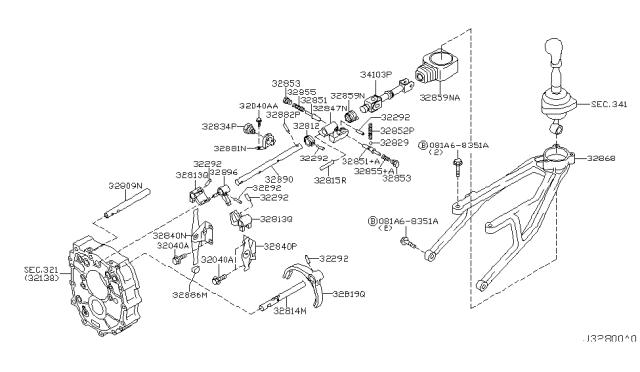 2006 Nissan 350Z  Rod Assy-Control Diagram for 34103CD000