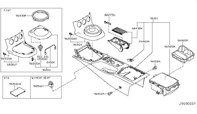 2007 Nissan 350Z Body-Console Diagram for 96911CF40A