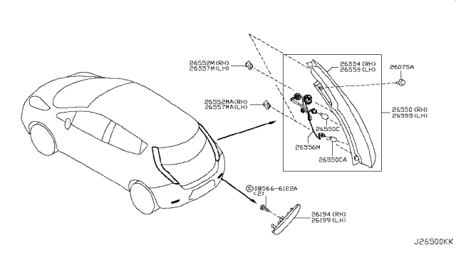2012 Nissan Leaf Lamp Assembly-Rear Combination LH Diagram for 265553NA0A