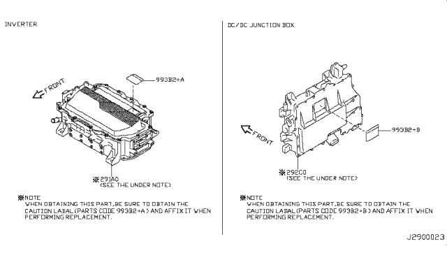 2012 Nissan Leaf Inverter Complete - Power Head Diagram for 291A03NA0A