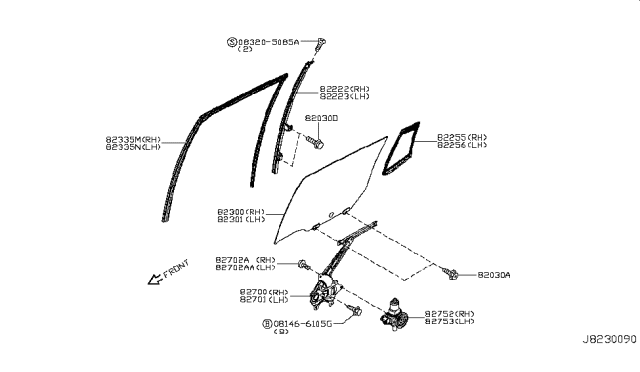 2012 Nissan Leaf Glass Rear Window RH Diagram for 823003NA0A