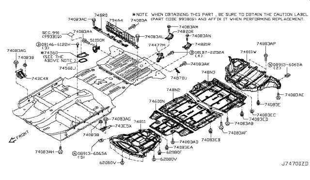 2012 Nissan Leaf  Cover-Engine Diagram for 748113NA0A