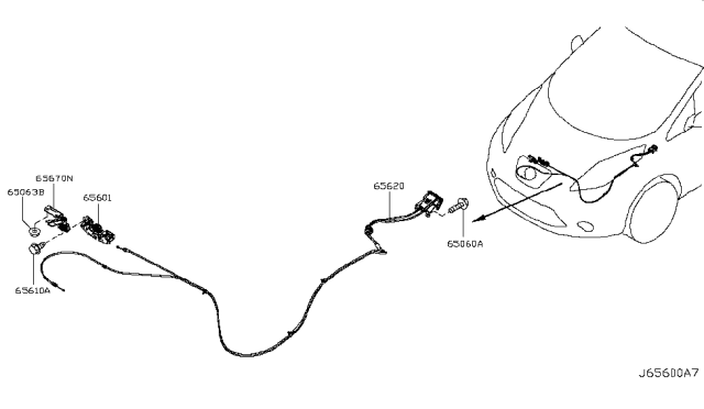 2012 Nissan Leaf  Secondary-Hood Lock Control Diagram for 656703NA0A