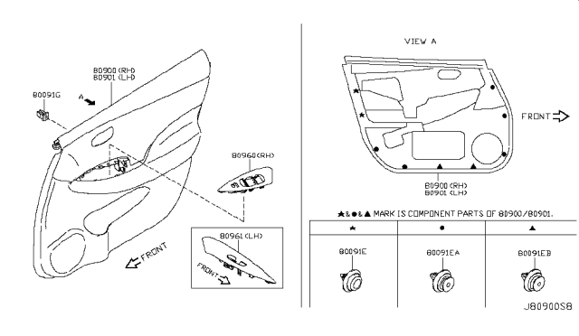 2012 Nissan Leaf  Clip Diagram for 809991BA1A