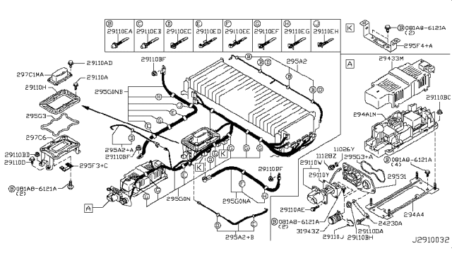 2012 Nissan Leaf  Harness Assembly Battery Diagram for 295G03NA1A