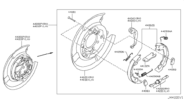 2011 Nissan Leaf Plate Assy-Back, Rear Brake LH Diagram for 440303NA5C