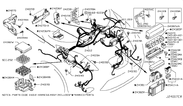 2012 Nissan Leaf  Cover-FUSIBLE Link Holder Diagram for 243823NA0C