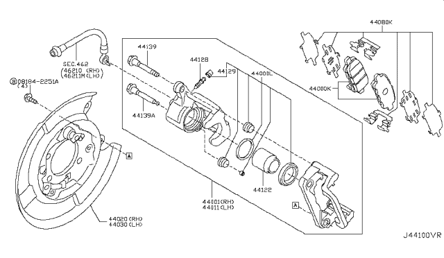 2011 Nissan Leaf Rear Brake Pads Kit Diagram for D4M609N00B