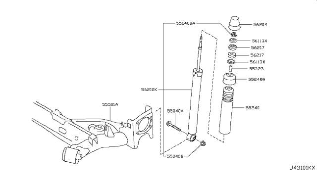 2012 Nissan Leaf ABSORBER Kit-Shock, Rear Diagram for E62103NA0B
