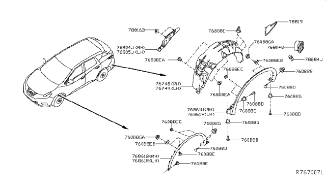 2017 Nissan Murano Guard Assembly-DRAFTER, RH Diagram for 788529UA0B