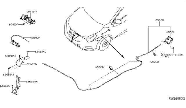 2016 Nissan Murano Clamp-Control Cable Diagram for 656258J000