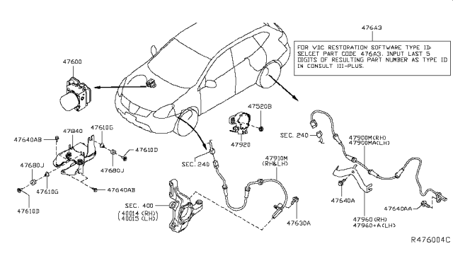 2016 Nissan Murano  Anti Skid Actuator Assembly Diagram for 476605AH4E