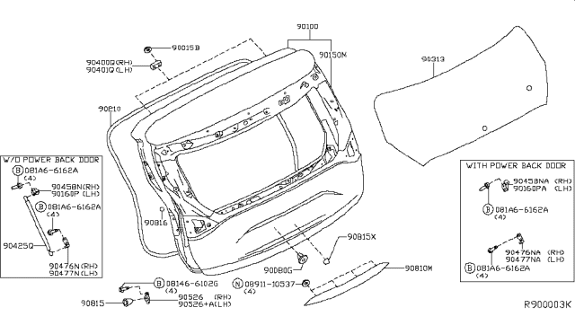 2017 Nissan Murano Spacer-Bumper Rubber Diagram for 608951AA0A