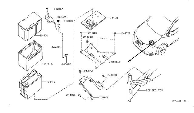 2016 Nissan Murano  Cover-Battery Diagram for 244313JV0A