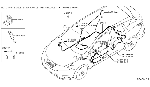 2017 Nissan Murano Bracket-Sensor Harness Diagram for 241385BC0A