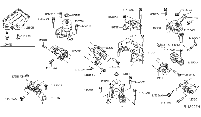 2017 Nissan Murano  Engine Mounting Bracket, Rear Left Diagram for 113333JV0A