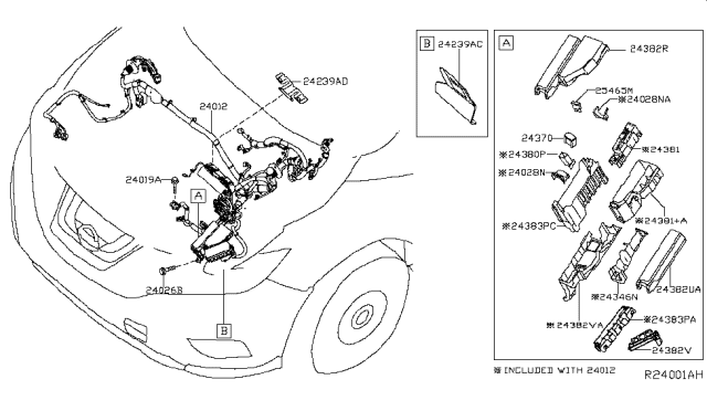 2017 Nissan Murano  Cover-FUSIBLE Link Holder Diagram for 243825AF0A