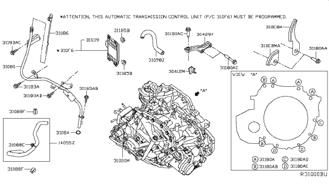 2017 Nissan Murano  Pipe Assy-Oil Charging Diagram for 310805AF0A