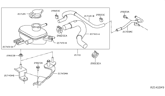 2017 Nissan Murano  Bracket-Inverter Cooling Reservoir Tank Diagram for 217453JV0B