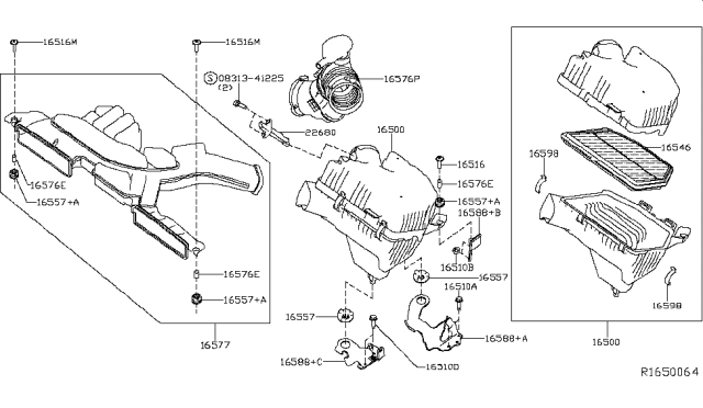 2016 Nissan Murano  Duct Assembly Air Diagram for 165763KY1A
