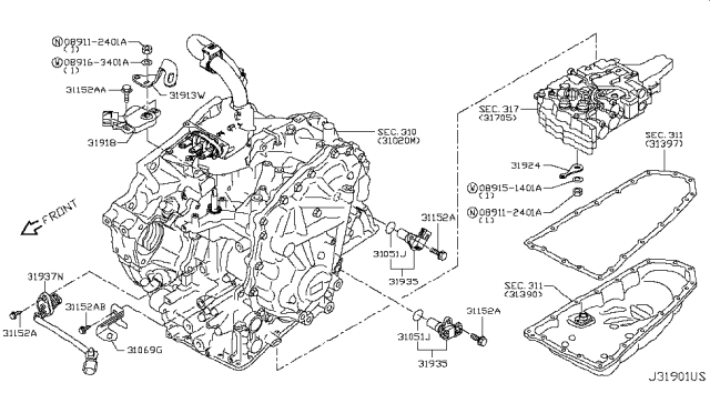 2017 Nissan Murano  Bolt Diagram for 31377X420E