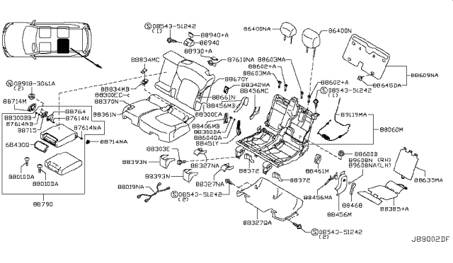 2019 Nissan Armada  Cover-Cushion, Rear Seat Diagram for 883271LA5B