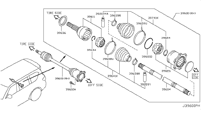 2019 Nissan Armada  Repair Kit - Dust Boot, Rear Drive Shaft Diagram for C97417S010