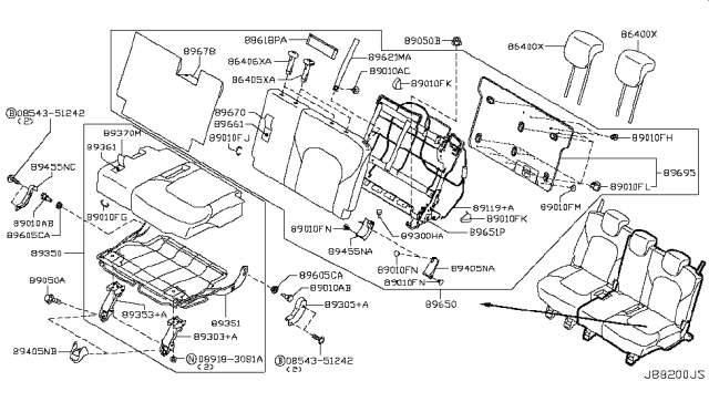 2019 Nissan Armada Silencer-3RD Seat Back, LH Diagram for 896781LK5A