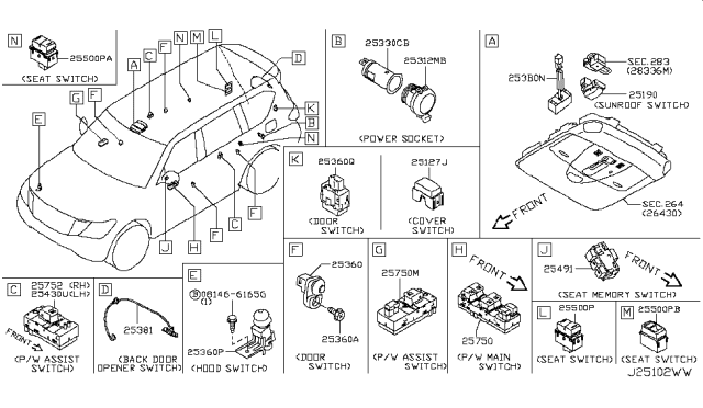 2019 Nissan Armada  Switch Assy-Data Communication Module Diagram for 253B01LZ0A