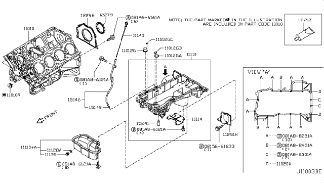 2019 Nissan Armada Cylinder Block Diagram for 11000EZ30B