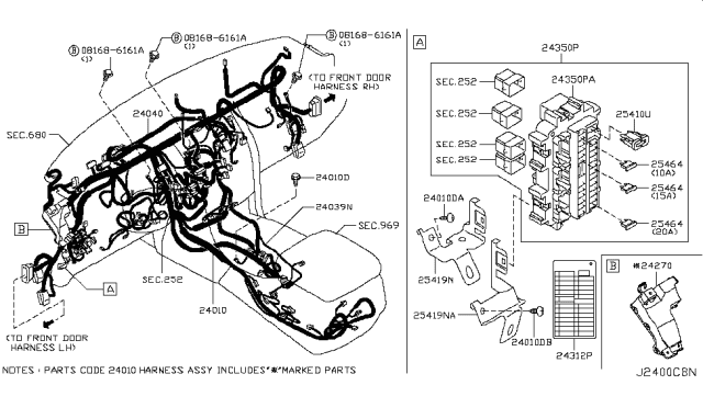 2018 Nissan Armada  Label-Fuse Block Diagram for 243135ZM0C