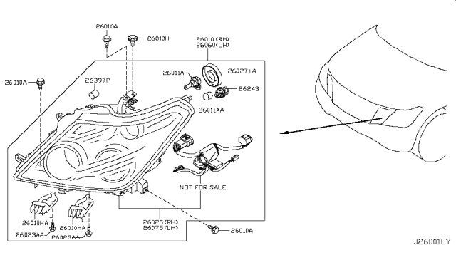 2018 Nissan Armada  Headlamp Assembly-Passenger Side Diagram for 260105ZW0A