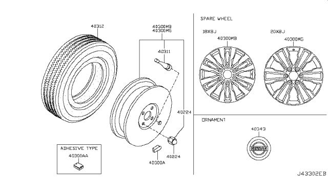 2019 Nissan Armada  Wheel Center Cap Diagram for 403425ZM0B
