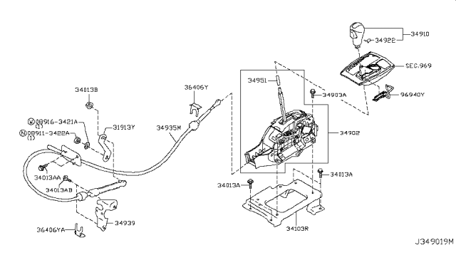 2018 Nissan Armada  Control Cable Diagram for 349356JH0A