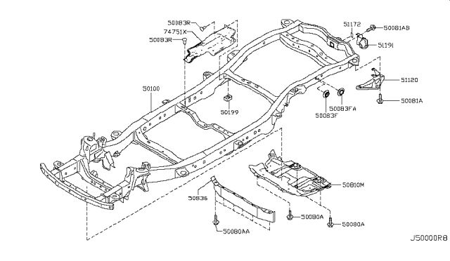 2018 Nissan Armada Cover-Front Under Diagram for 508101LA1A