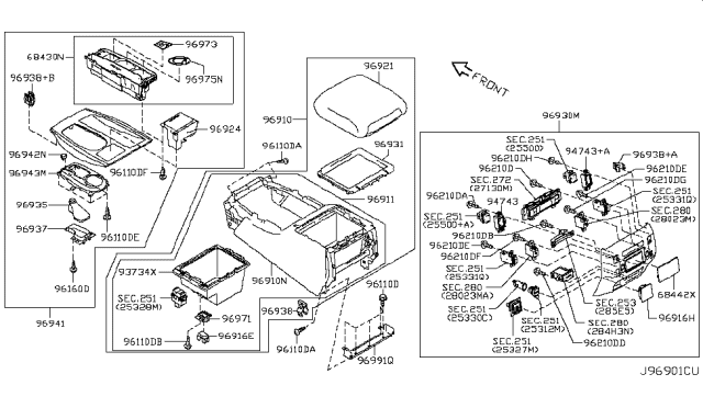 2018 Nissan Armada  Cup Holder Assembly Diagram for 684306GY0B