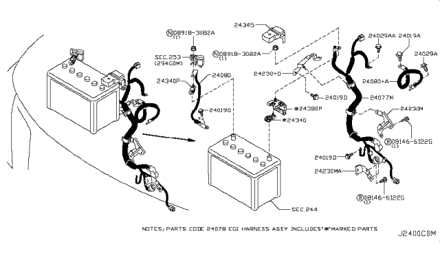 2018 Nissan Armada  Cable Assy-Battery Earth Diagram for 240831LA0A