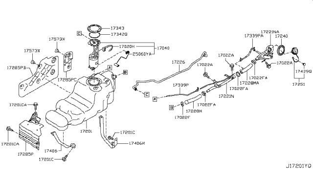 2018 Nissan Armada  Fuel Tank Assembly Diagram for 172021LA0A