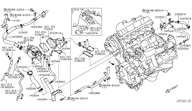 2019 Nissan Armada  Bracket-Pipe Diagram for 21311EZ31A