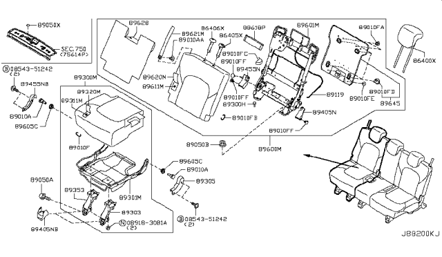 2019 Nissan Armada Bolt Diagram for 890A11LB0A